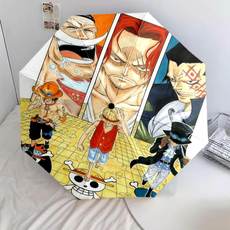 1 Stück Automatischer Faltregenschirm - Anime One Piece Muster Tragbares faltbares Design Mit 8 Rippen Weihnachts-Geburtstagsgeschenke