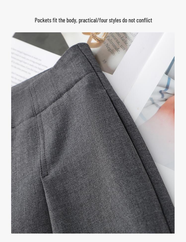 Women's Gray Wide-Leg A-Line Pants - Spring/Summer 2025 Collection, High-End, Loose, and Drapey Style.