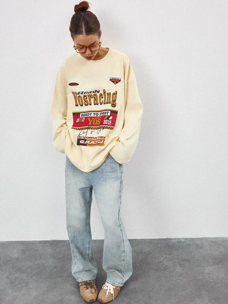 100% cotton t-shirt early autumn American fashion personality fashion trend printed hiphop top