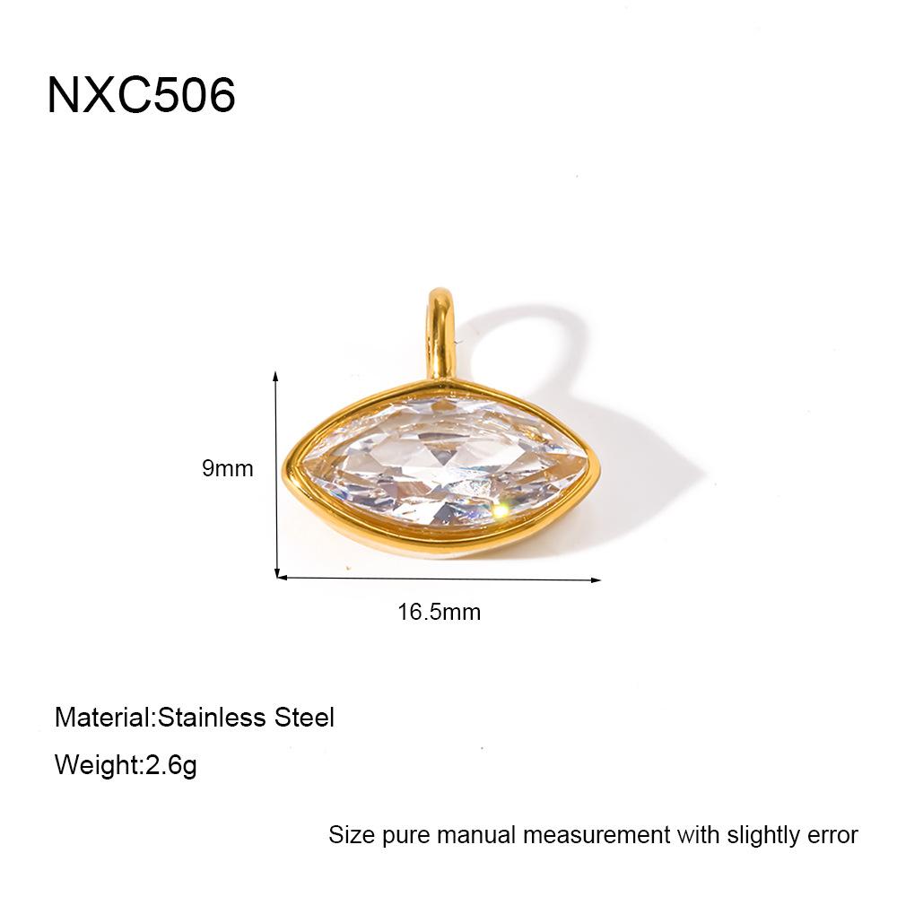 ins simple and fashionable water drop geometry single zircon pendant necklace round tube splicing collar stainless steel jewelry