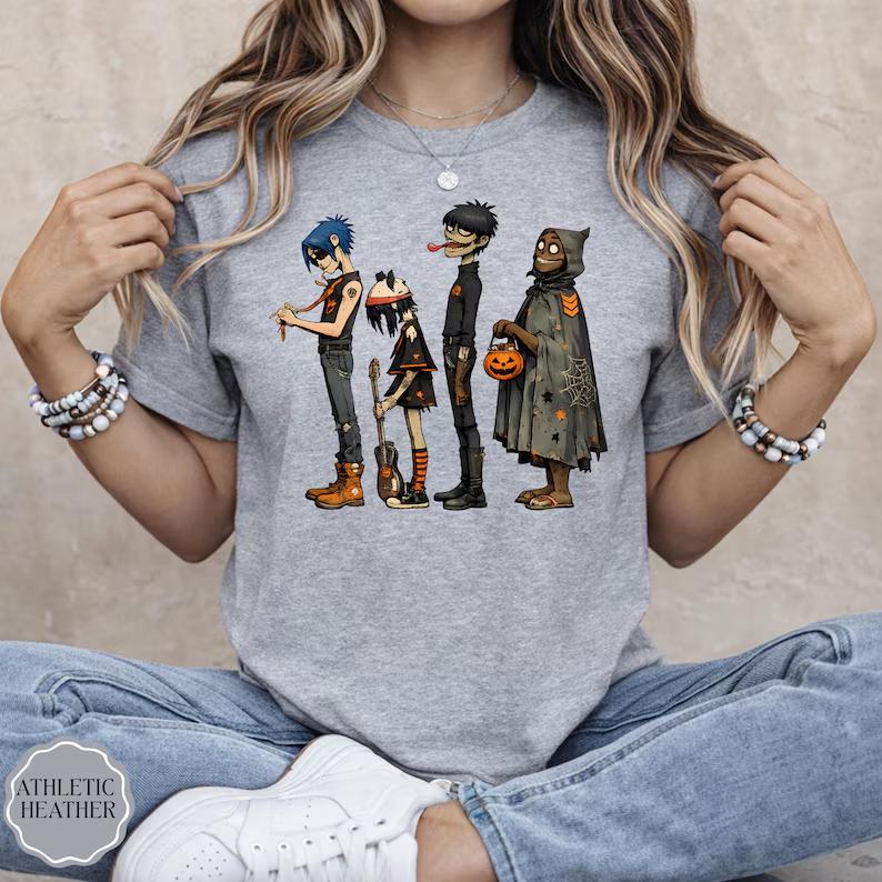 2026 Hot Sale Gorillaz Halloween Graphic T-shirt Men Women Y2K Gothic Cotton Oversized T-shirts Breathable Streetwear Casual Tees