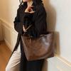 Retro large-capacity bag women's new autumn and winter simple shoulder tote bag college student class handbag