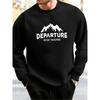 Men's DEPARTURE Print Casual Sweatshirt - Long Sleeve Crew Neck, For Outdoor Sports and Daily Wear, Stylish and Durable, Lightweight Fabric