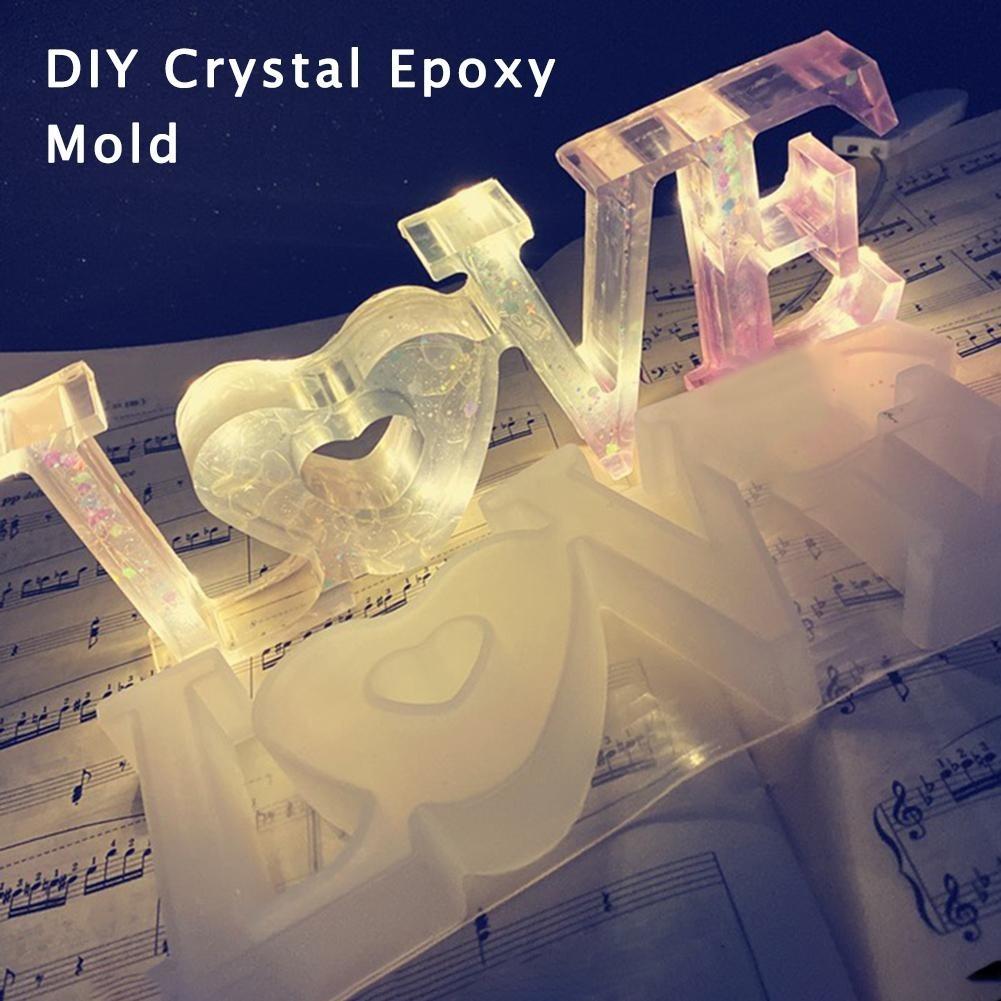 DIY Crystal Mold Handmade Pendant Crafts Letters Shape High Mirror Mold HOME LOVE Mould Soap Silucone Mold