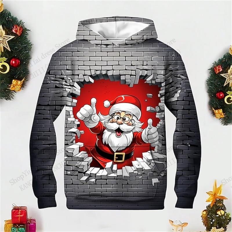 Funny Santa Claus Hoodie Sweatshirt Christmas Snowflake 3d Print Hoodie Men Women Fashion Tracksuit Men Clothes Autumn Winter