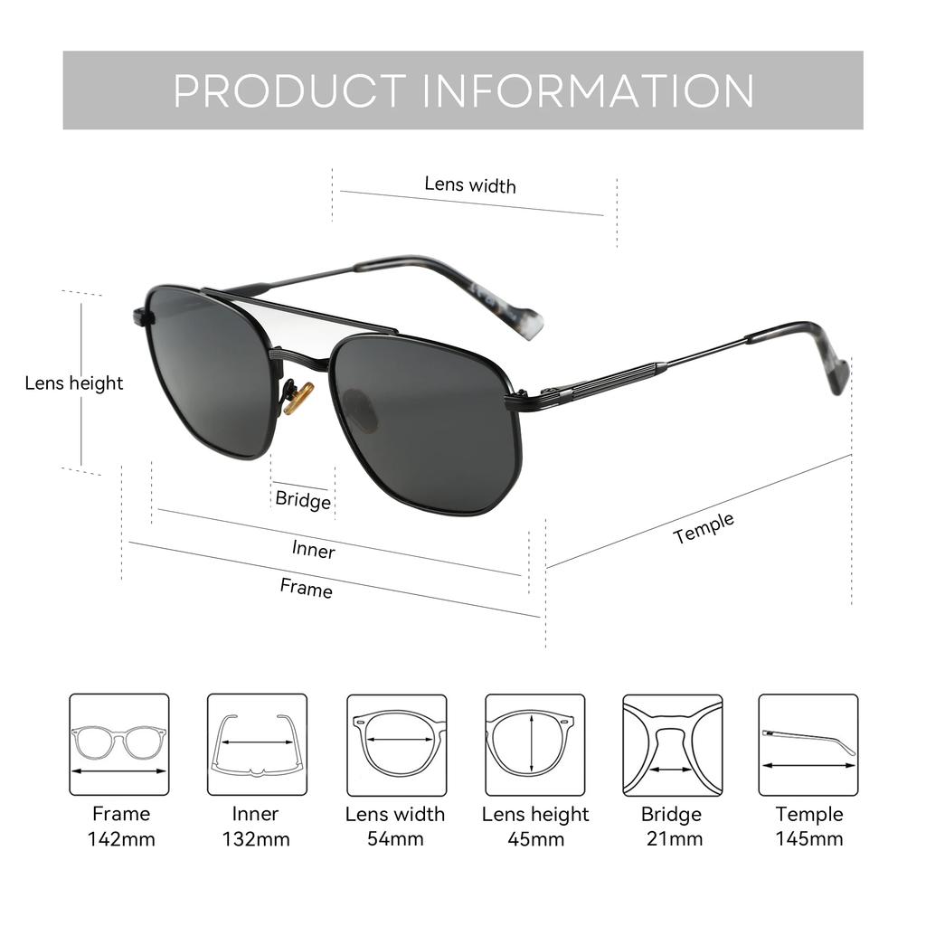 ZENOTTIC 2025 Fashion Hexagonal Geometry Polarized Sunglasses Unsiex Polygon Metal Shade Pilot Sun Glasses ZS1210