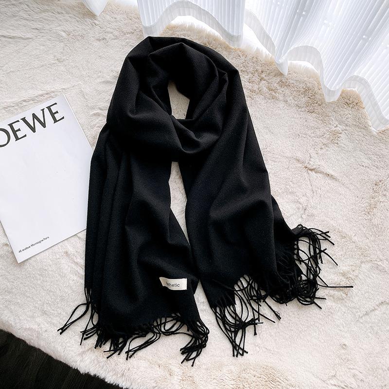 Solid color imitation cashmere scarf women's winter men's couple shawl dual-purpose warm long thickened