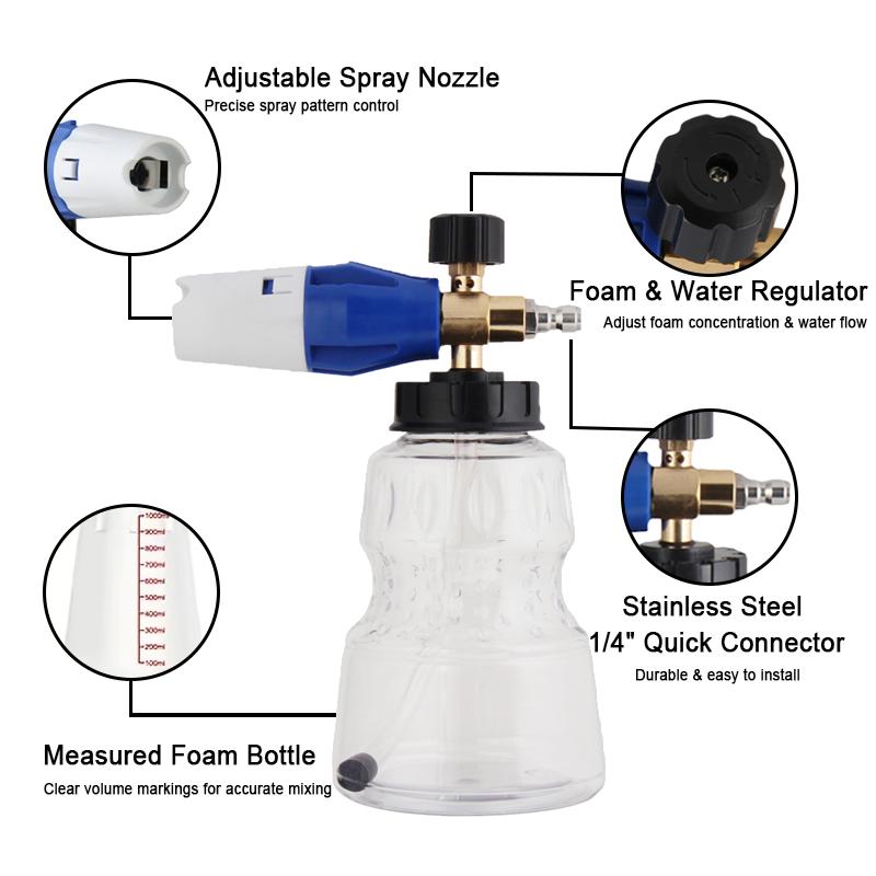 High Pressure Washer Gun & Foam Cannon Kit, Compatible with BOSCH/Nilfisk/STIHL/Gerni for Car Cleaning