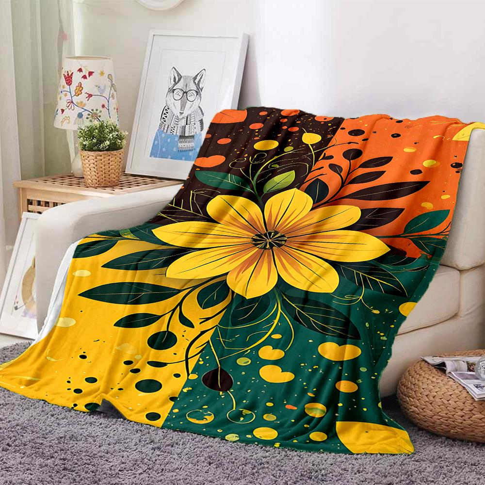 1pc Floral Vibrant Blanket, Lightweight Flannel Throw Blanket for Sofa, Bed, Travel, Camping, Living Room, Office, Couch, Chair, and Bed
