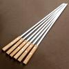 55cm Kabob Skewers - Flat Stainless Steel BBQ Skewers with Wooden Handle Reusable Barbecue Flat Sticks & Practical Kebab Maker