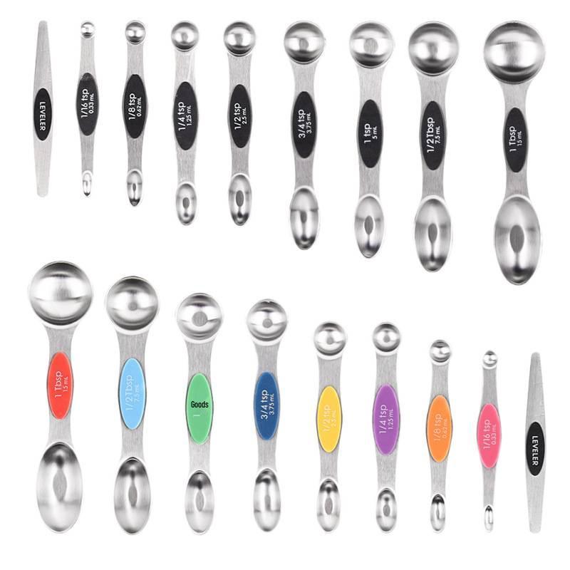Magnetic Stainless Steel Double-Ended Measuring Spoon Set for Coffee, Baking, and Seasoning