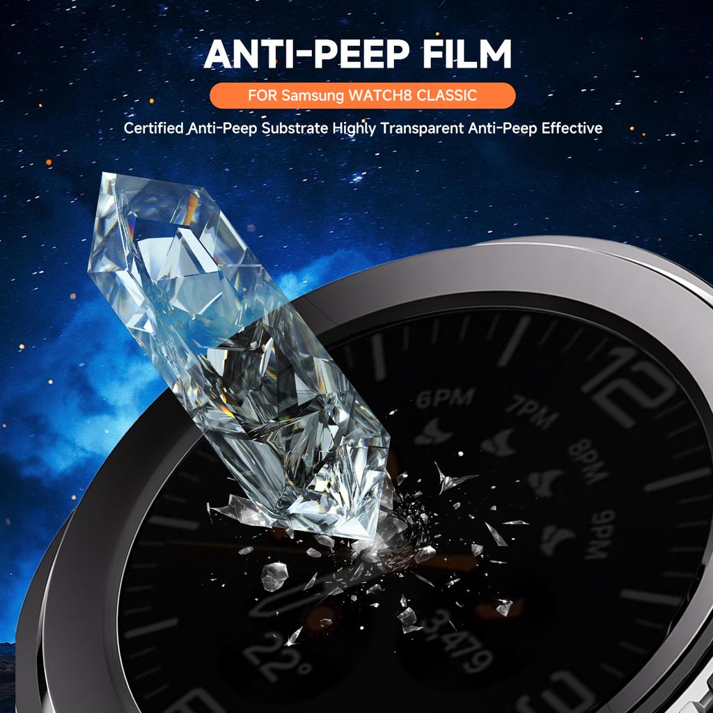 PC-fodral+Glas Sekretessfilm Fodral För Samsung Galaxy watch 8 Classic Tillbehör Skärmskydd Stötfångare Skyddande Hölje Klocka 8