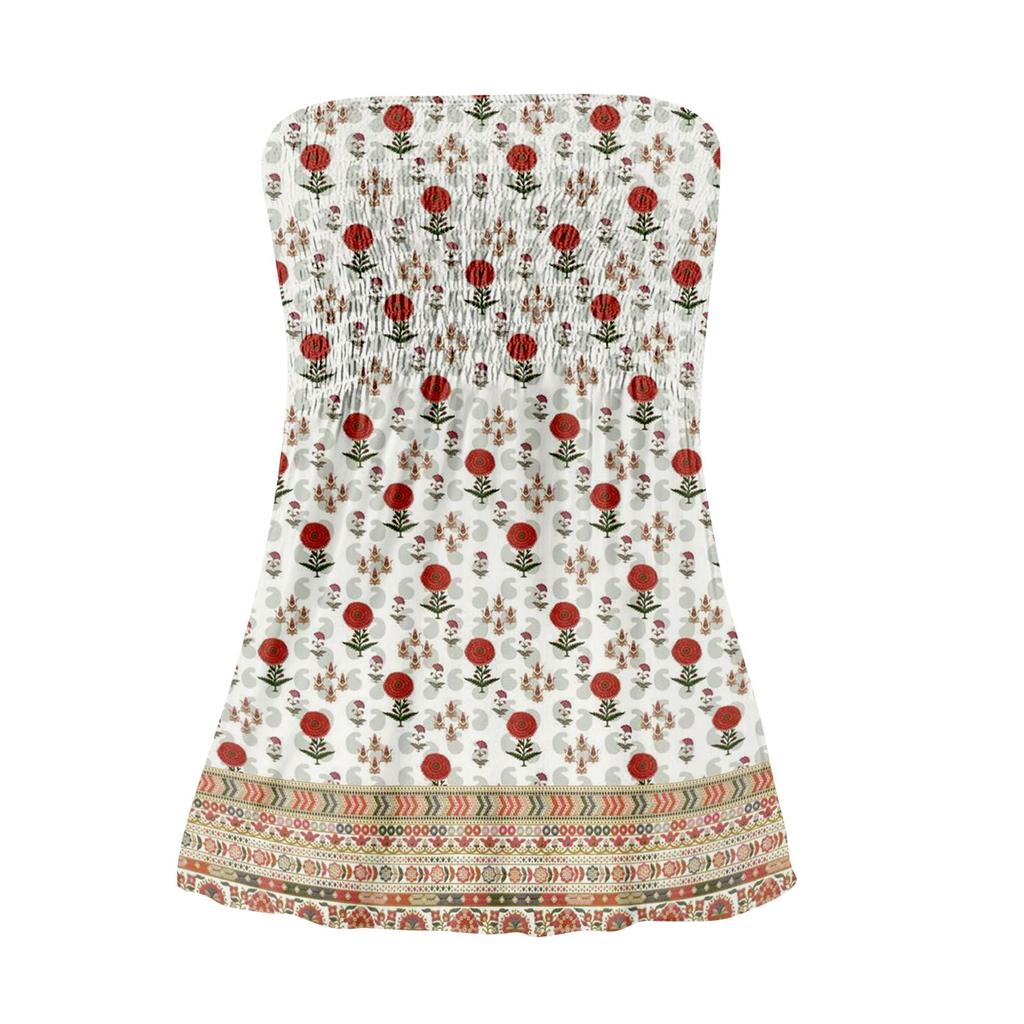 Womens Tops Dressy Casual Sleeveless Blouse Tube Tops For Women,Cute Sexy Off Shoulder Print Sleeveless T-Shirt