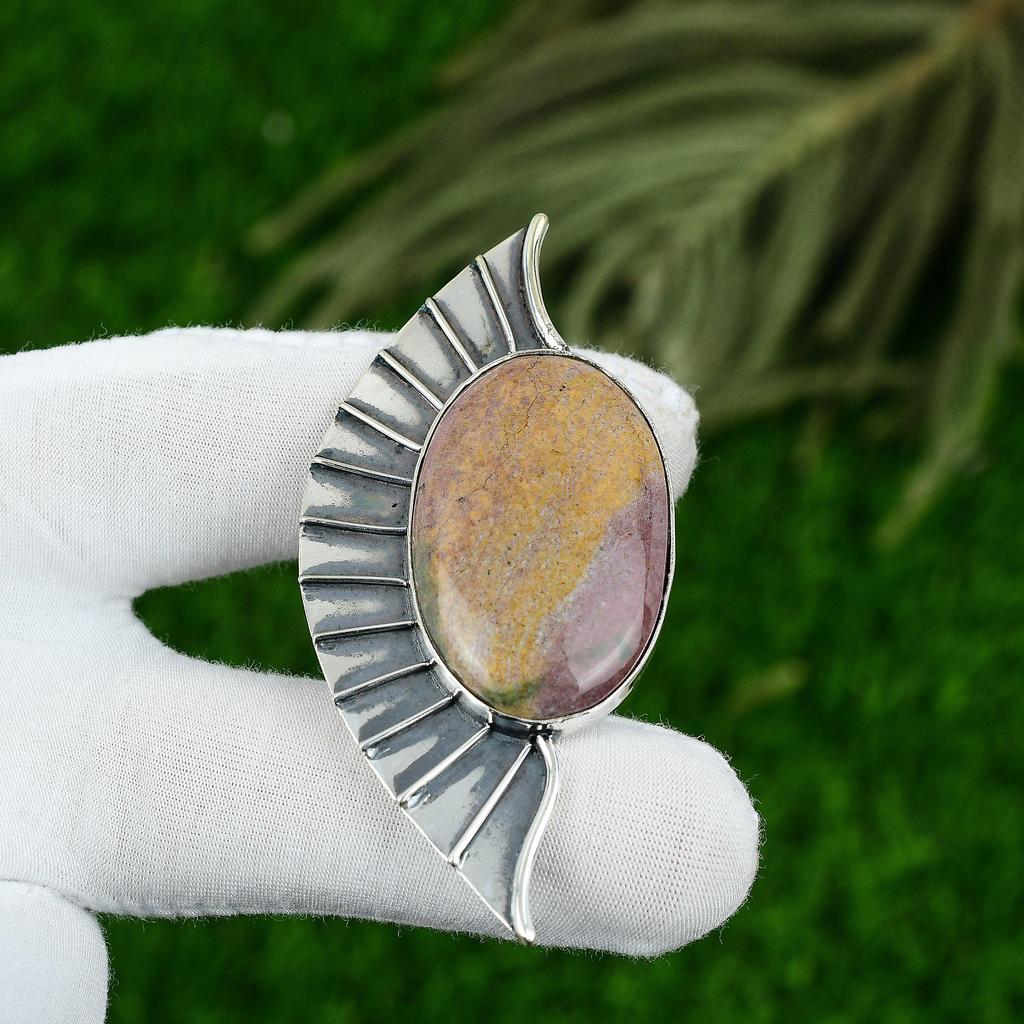 Oval March Birth Bloodstone Gemstone 925 Sterling Silver Wedding Pendant Jewelry