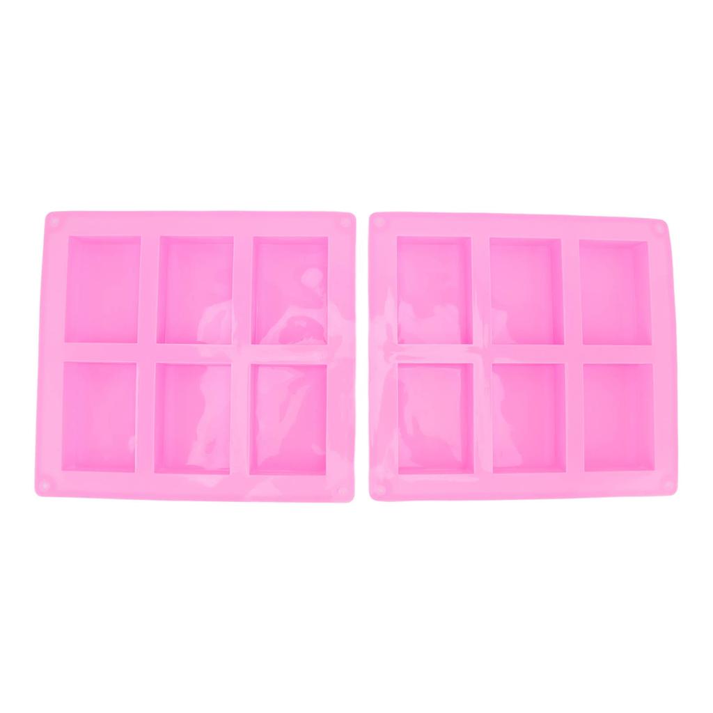2Pcs Silicone Mold 6 Grids Heat Resistant Flexible Reusable Silicone Mold for Making Soaps Baking Cakes Muffins