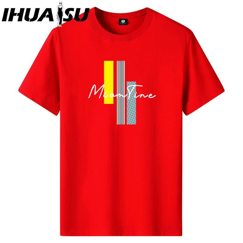 IHUASU Kurzarm-T-Shirt aus Baumwolle für Herren, modisch, lockeres Halbarmhemd, bedrucktes mitfühlendes Hemd