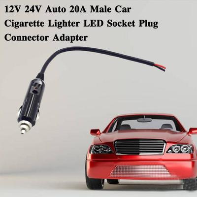 12V 24V Auto 20A Male Car Cigarette Lighter LED Socket Plug New Adapter Spare Parts Car Connect U0V5