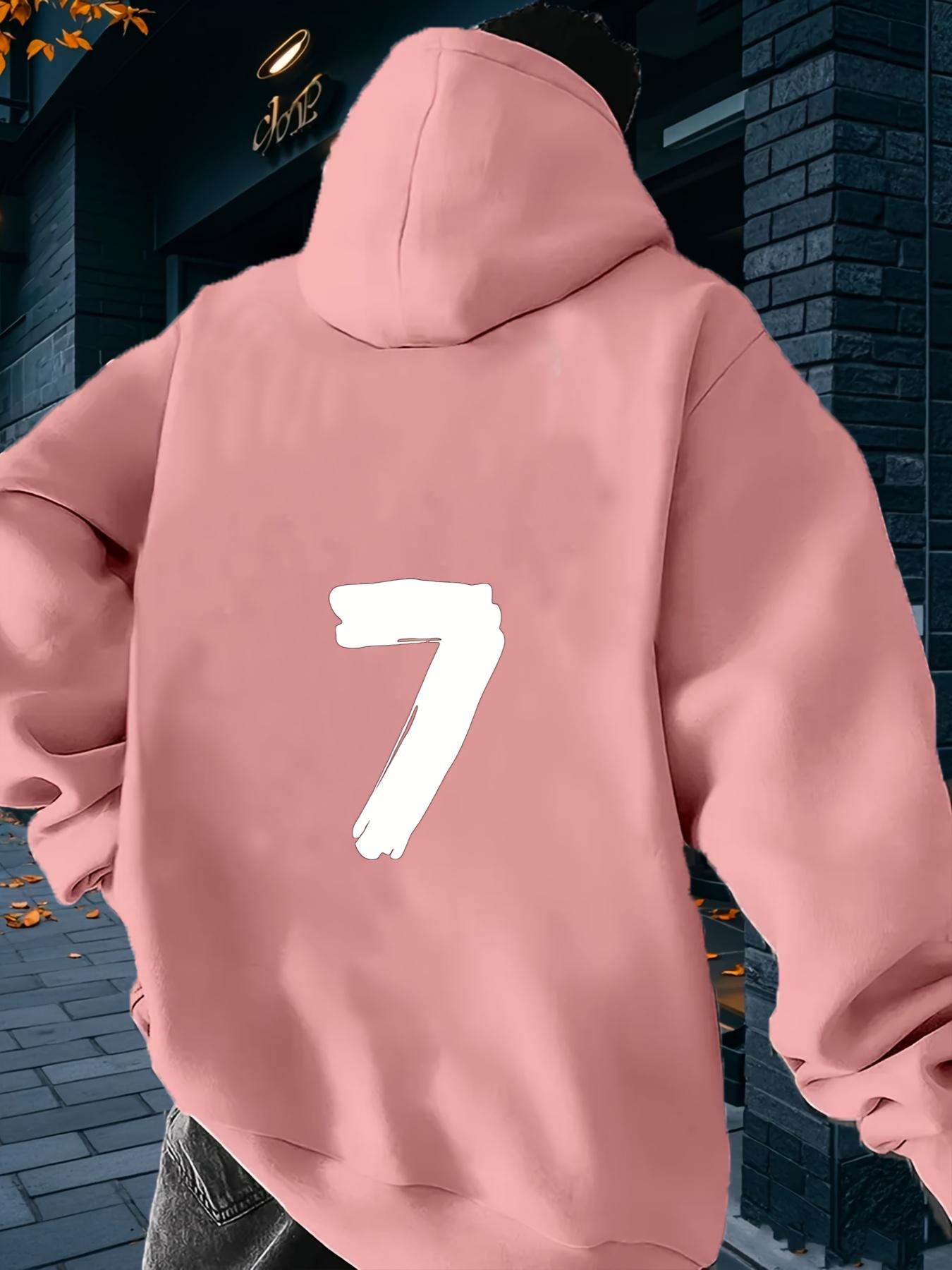 

Men s street style hoodie with bold number 7 print - long sleeves, regular fit, front pockets 3XL