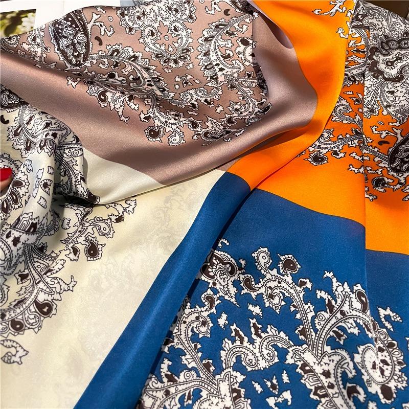 New simple and versatile geometric fashion scarf women's thin simulated silk shawl sunscreen long large size silk