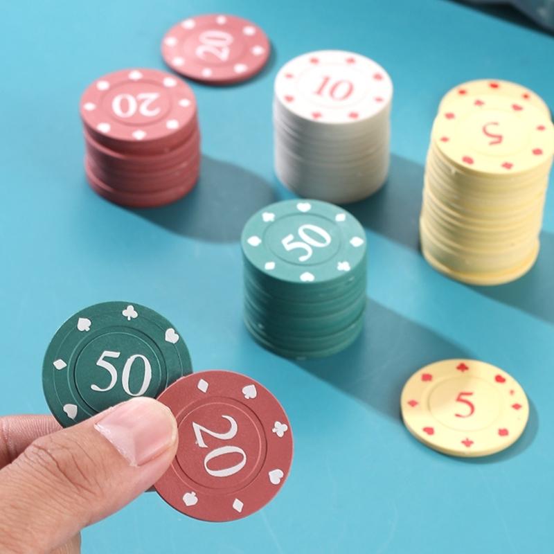 100Pcs Casinos Poker Chip Roulettes Game Bingo Chip with Box Plastic Counting Counters Poker Chip for Game Play Learning