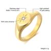 Starburst Signet Ring for Women Stainless Steel with Cubic Zirconia Wedding Brand Pinky Rings Statement Jewelry