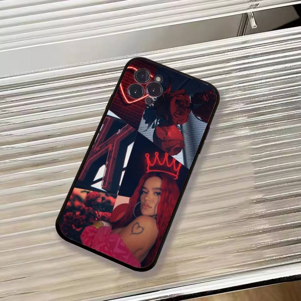 K-Karol G Dibujos Animados Phone Case For iPhone 17,16,15,14,13,12,11 Plus,Pro Max,XS,Soft Silicone Black Cover