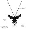 Vintage Viking Black Crow Necklace Odin Raven Compass Rune Pendant Keychain for Men Women Gothic Jewelry