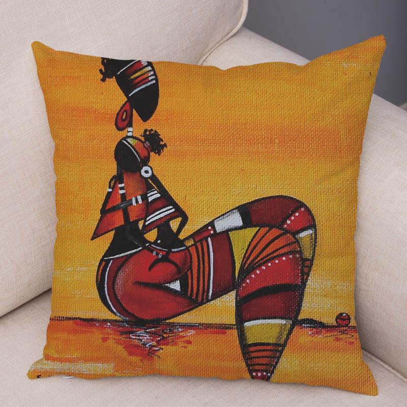 Abstract Painting African Living Pillowcase Woman Home Decor Gallery Exotic Cushion Cover