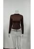 2024 Women's Apricot Slim Fit Pleated Long Sleeve T-Shirt
