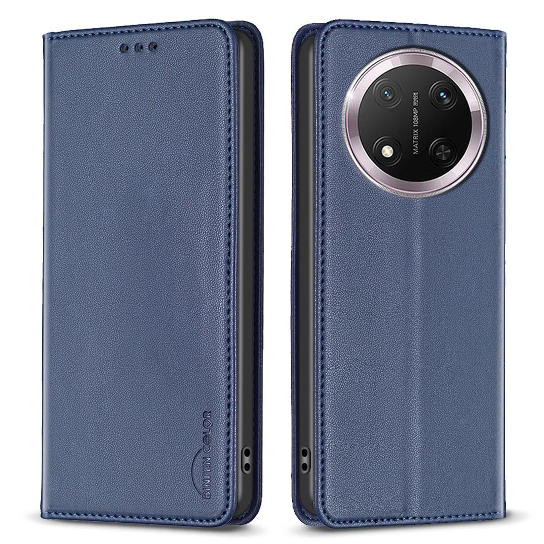 

BINFEN COLOR BF18 For Honor Magic7 Lite 5G/X9c 5G/X60 Pro 5G Leather Case Card Slots Phone Cover Blue