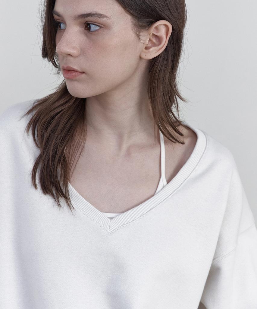 WEDNESDAYOASISFORWOMEN Deep V-Neck Sweatshirt_Ivory(Wb6Tp49)