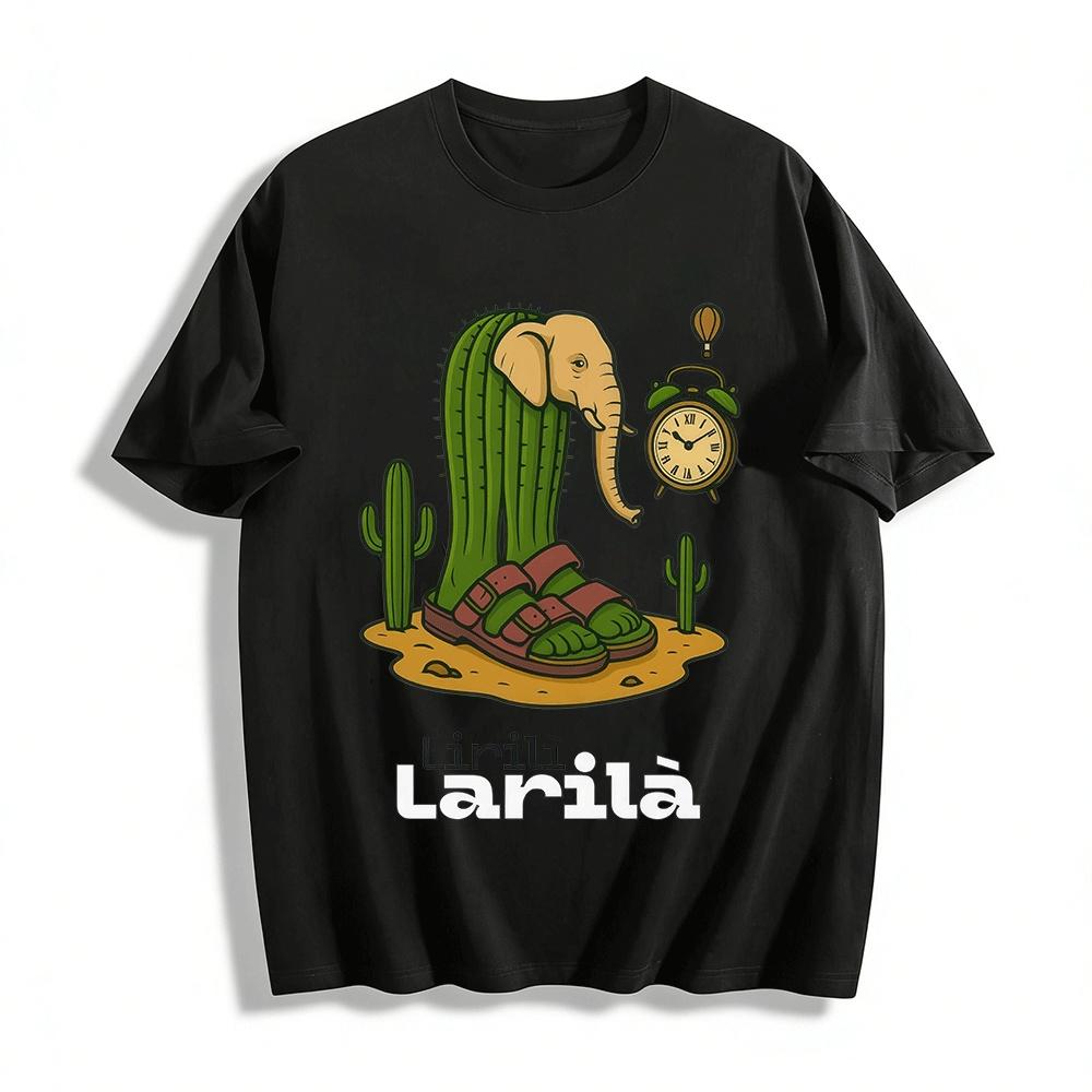 Cactus Elephant Funny Print T-shirt Unisex Desert Style Casual Top Pure cotton T-shirt XXS