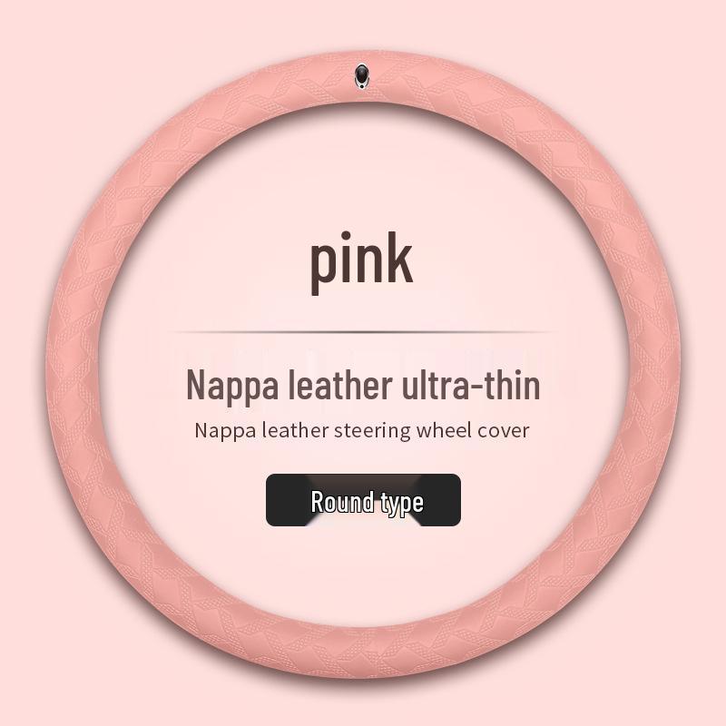 ORA Cat Series Steering Wheel Cover - Non-slip Nappa Leather, Sweat-absorbent, Ultra-thin 3D Texture