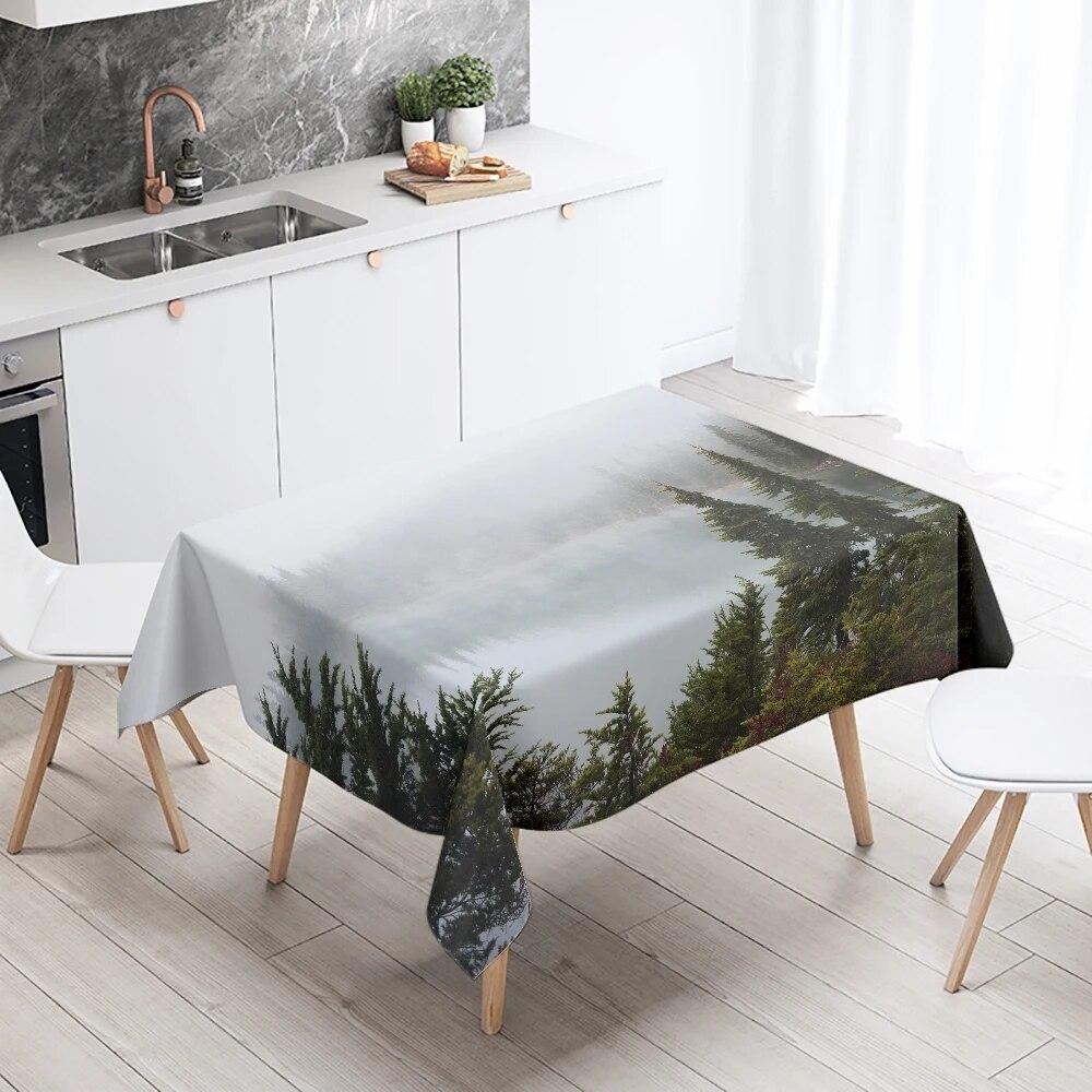 Față de masă imprimată cu floarea-soarelui, peisaj, camping, rezistentă la pete, impermeabilă, masă de bucătărie, decor acasă