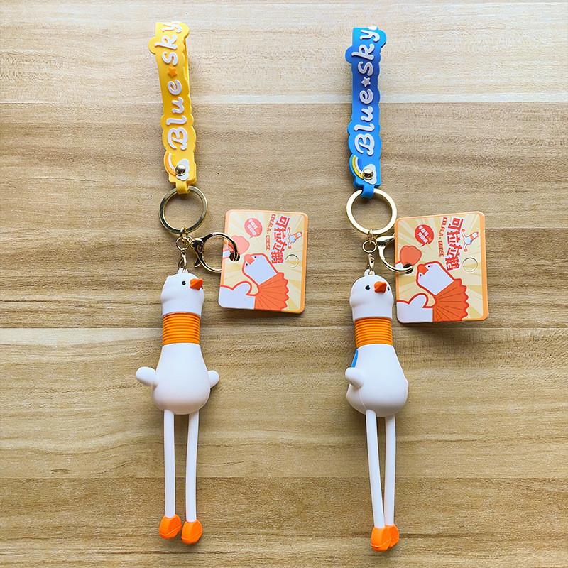 And Playful Cute Goose Keychain With Long Legs Silicone Cartoon Keyring