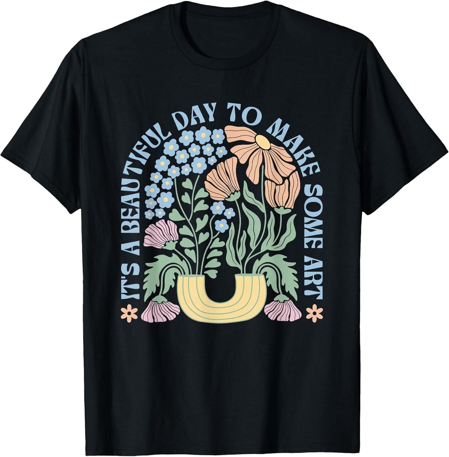 NEW LIMITED! It s a Beautiful Day to Make Some Art Artist Draw Tee - MADE IN USA XL