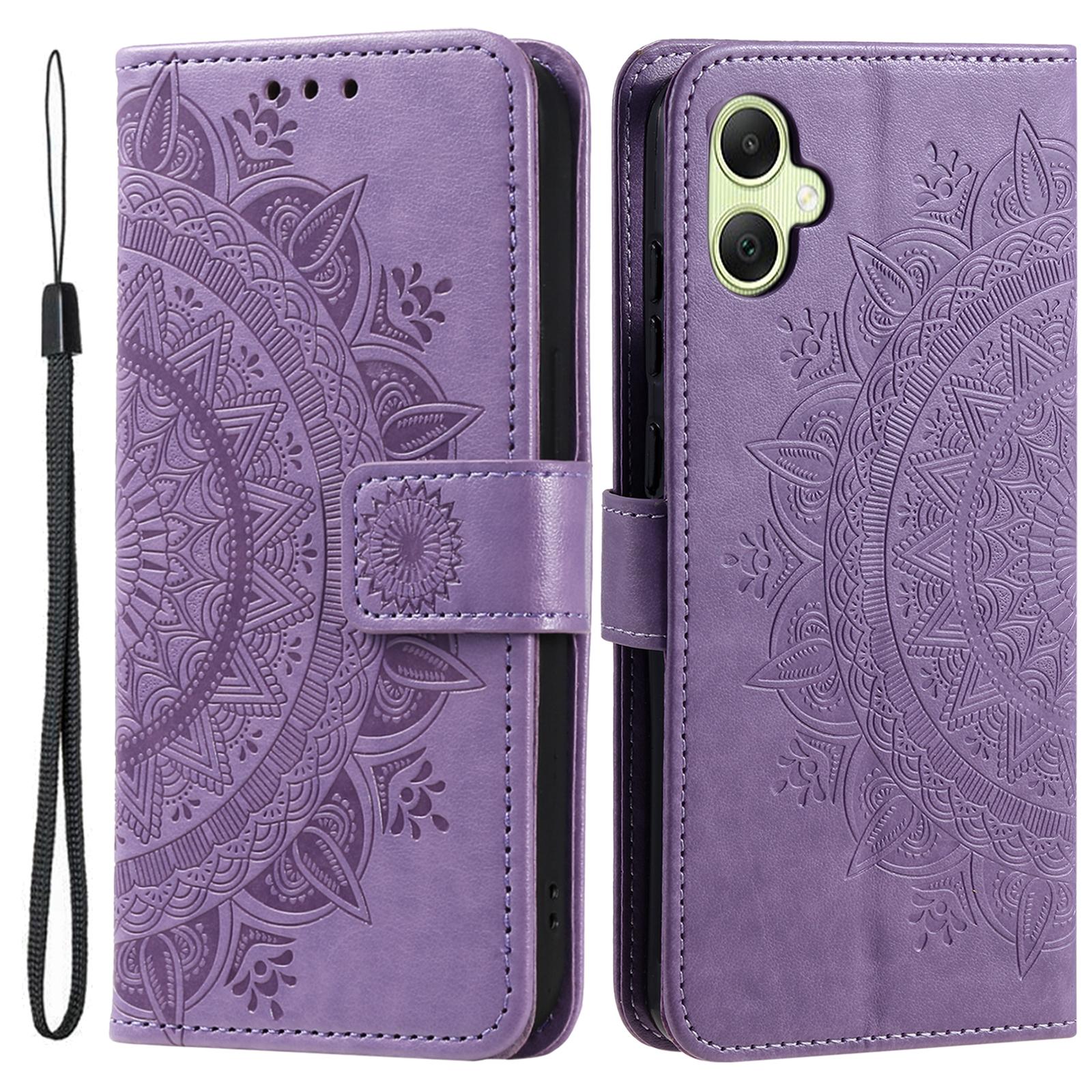 

Чехол для Samsung Galaxy A06 4G с тисненым тотемом, из искусственной кожи, кошелек-подставка, чехол для телефона Purple