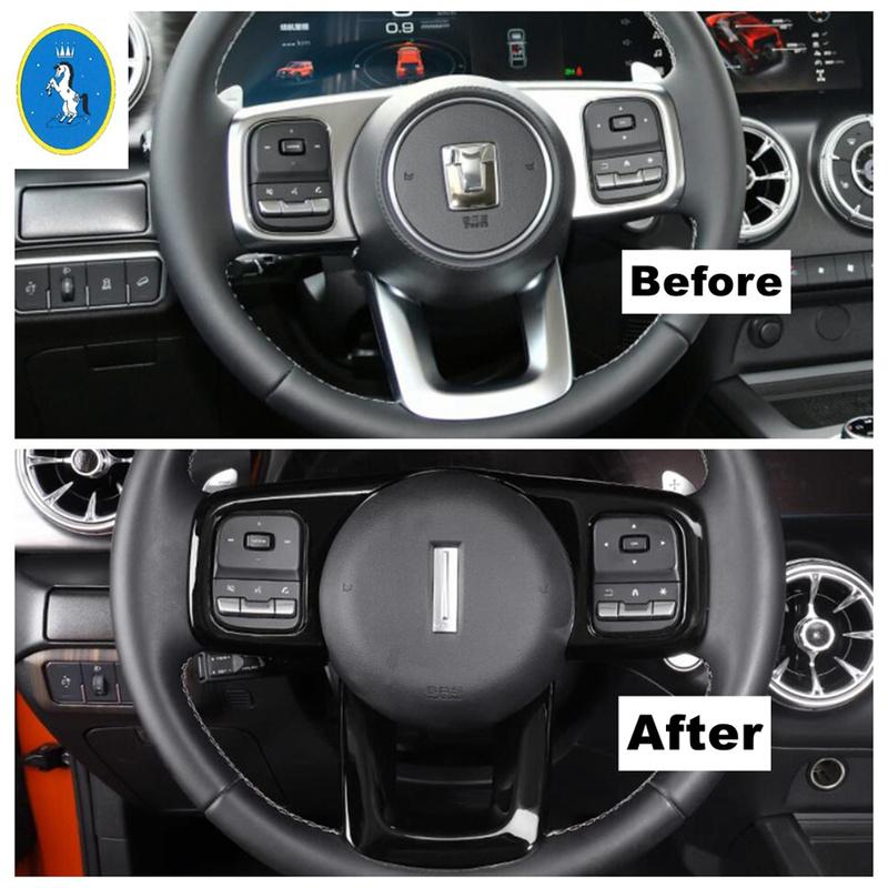 ABS Auto Steering Wheel Decoration Frame Cover Trim For Haval Dargo 2th 2024 / Tank 300 Carbon Fiber Accessories