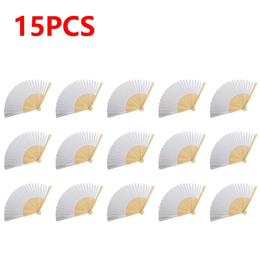 1-50pcs DIY Paper Bamboo Folding Fan Adults Children's Calligraphy Painting Practice Blank White Folding Fan Wedding Gifts