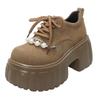 2025 autumn new small muffin lace-up jk loafers women's pearl platform British style platform single shoes