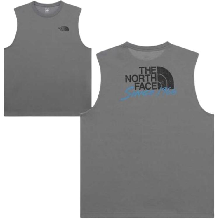 The North Face Logo Loose Fit Sleeveless Vest Men Vests Gray NT7VR04C