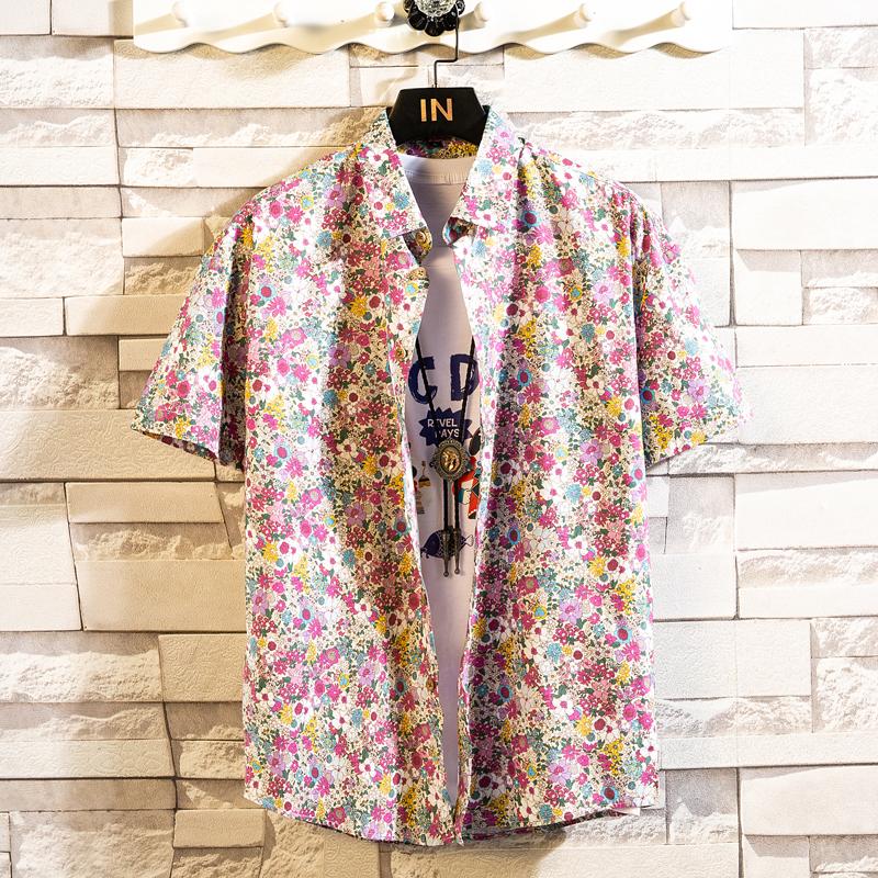Summer Men's Hawaiian Shirt Printed Short Sleeve Big Size Hawaii Men Beach Floral Shirts