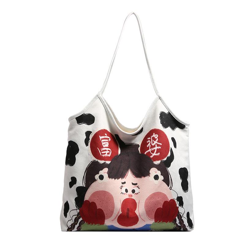 Мультяшная сумка-тоут с граффити, летняя новая модная сумка, сумка-тоут на плечо большой вместимости single pack белый