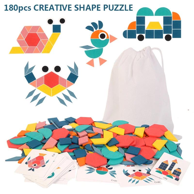High-Quality Diikamiiok High-Quality 180Piece High-Quality Geometric High-Quality Shape High-Quality Wooden High-Quality 3D High-Quality Puzzles