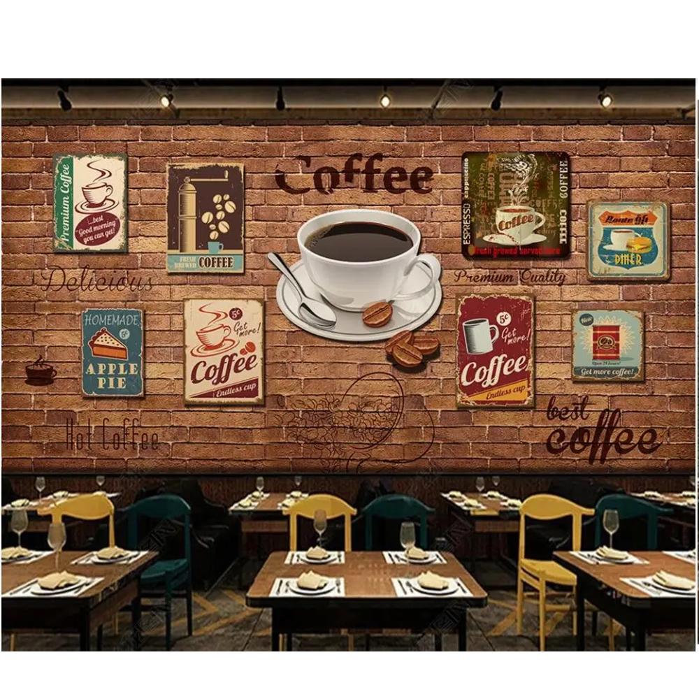 Hand Drawn Vintage Coffee Home Decor In The Living Room Custom 3d Photo Wallpaper