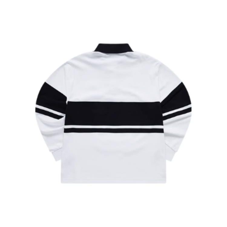 Fila Color Block Loose Long Sleeve Knit Polo Shirt Men Tops White T11M333201F