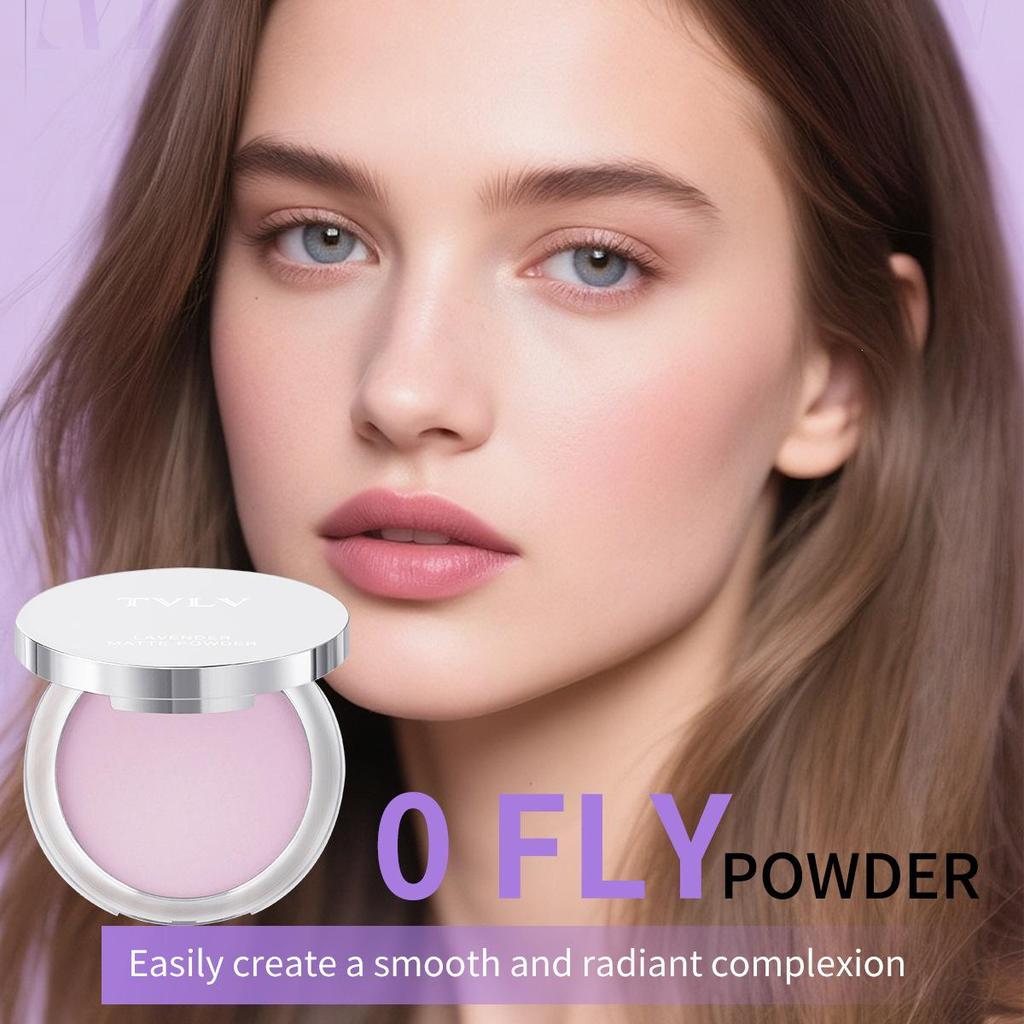 TVLV Lavender Setting Powder - Waterproof, Sweatproof, Natural Bare Makeup, Long-lasting, Non-transferring, Purple Finish