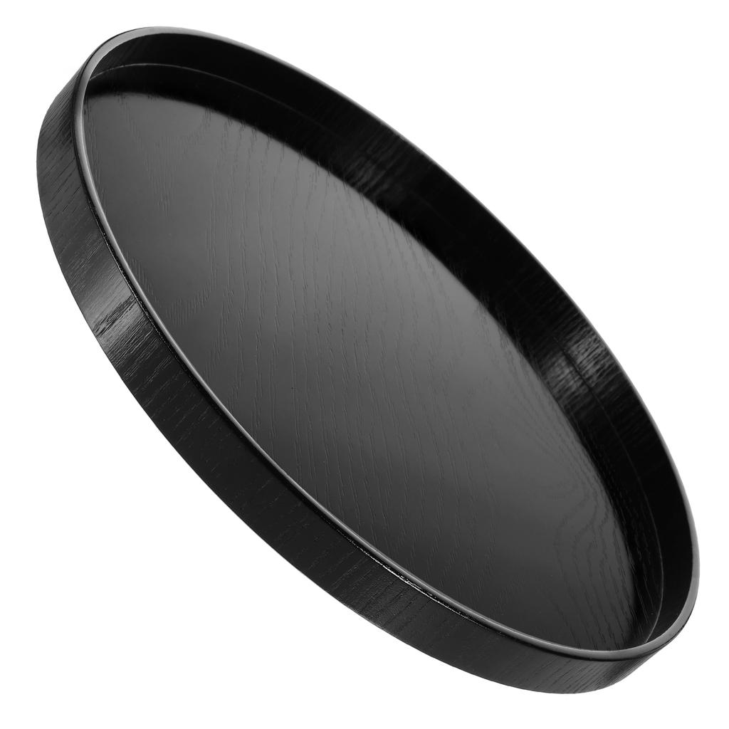 Bandeja Redonda de Madera Negra Bandeja de Té Bandeja para Servir Fruta Plato para Aperitivos Bandeja para el Hogar Bandeja de Madera para Café Vajilla Platos para Servir