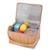 Outdoor Wicker Rattan Picnic Bag Waterproof Tableware Camping Picnic Baskets