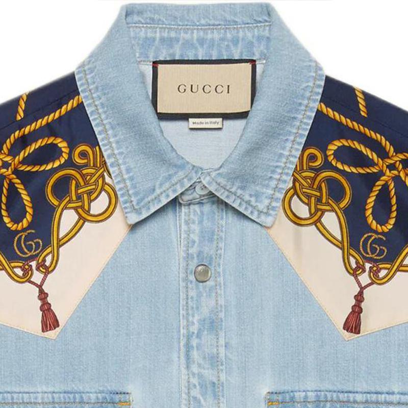 GUCCI Chain Print Panelled Shirt 692271-XDBYI-4452